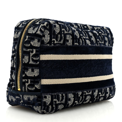 Christian Dior Velvet Oblique Cosmetic Pouch Blue 3 of 6