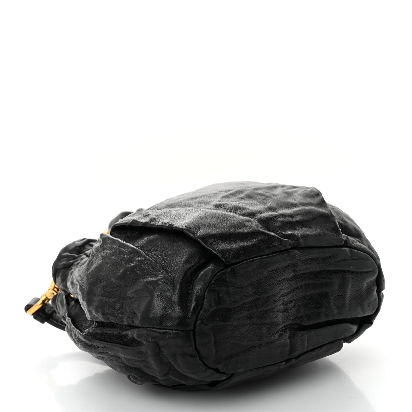 Nappa Logo Mini Drawstring Bucket Bag Black