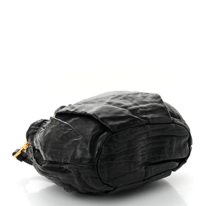 Prada Nappa Logo Mini Drawstring Bucket Bag Black 4 of 11