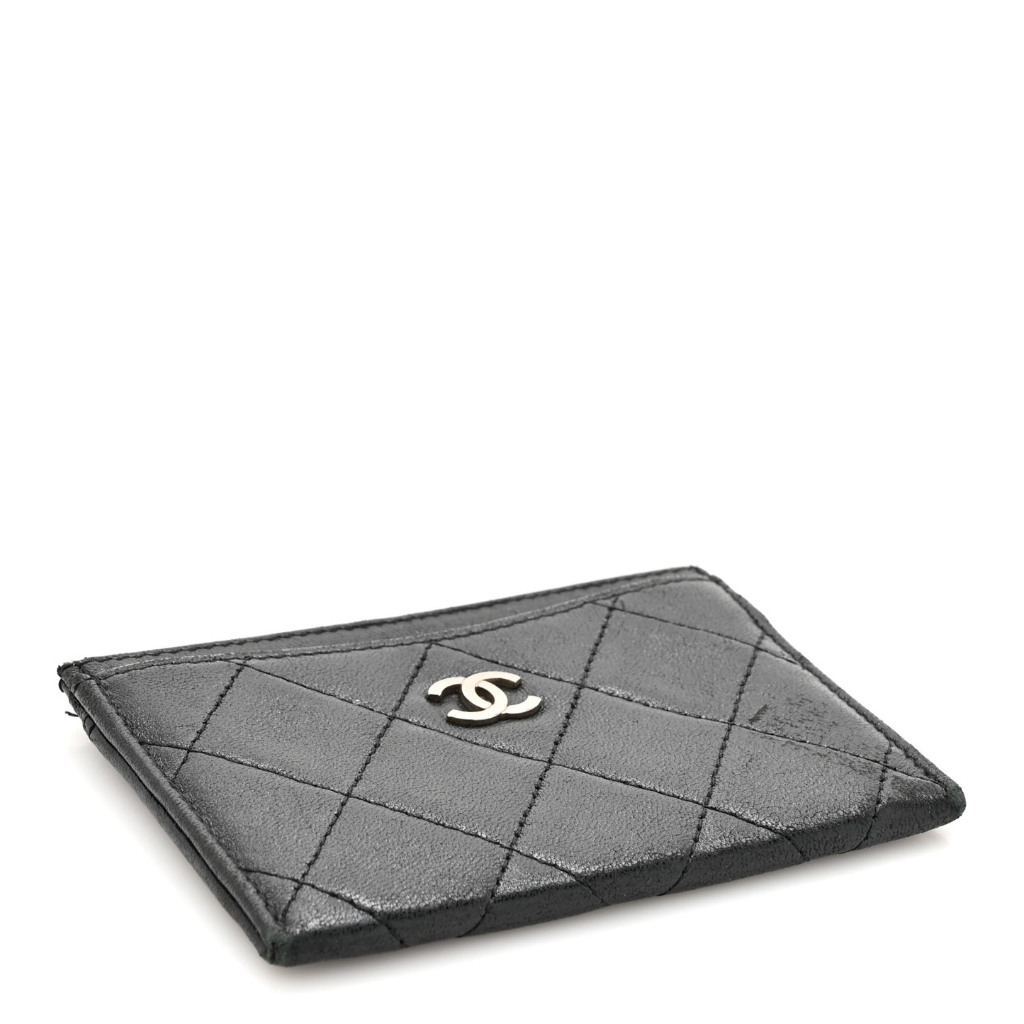 Lambskin Quilted Card Holder Black