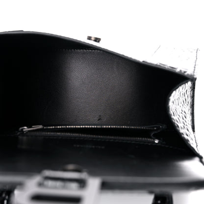 Balenciaga Shiny Calfskin Monochrome Crocodile Embossed Small Hourglass Top Handle Bag Black 5 of 19