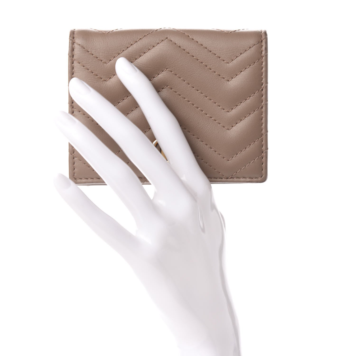 Gucci Calfskin Matelasse GG Marmont Card Case Porcelain Rose 2 of 10