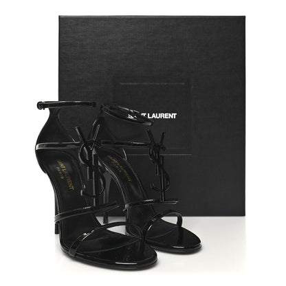 Saint Laurent Calfskin Cassandra 100 Ankle Strap Sandals 37 Black 9 of 9