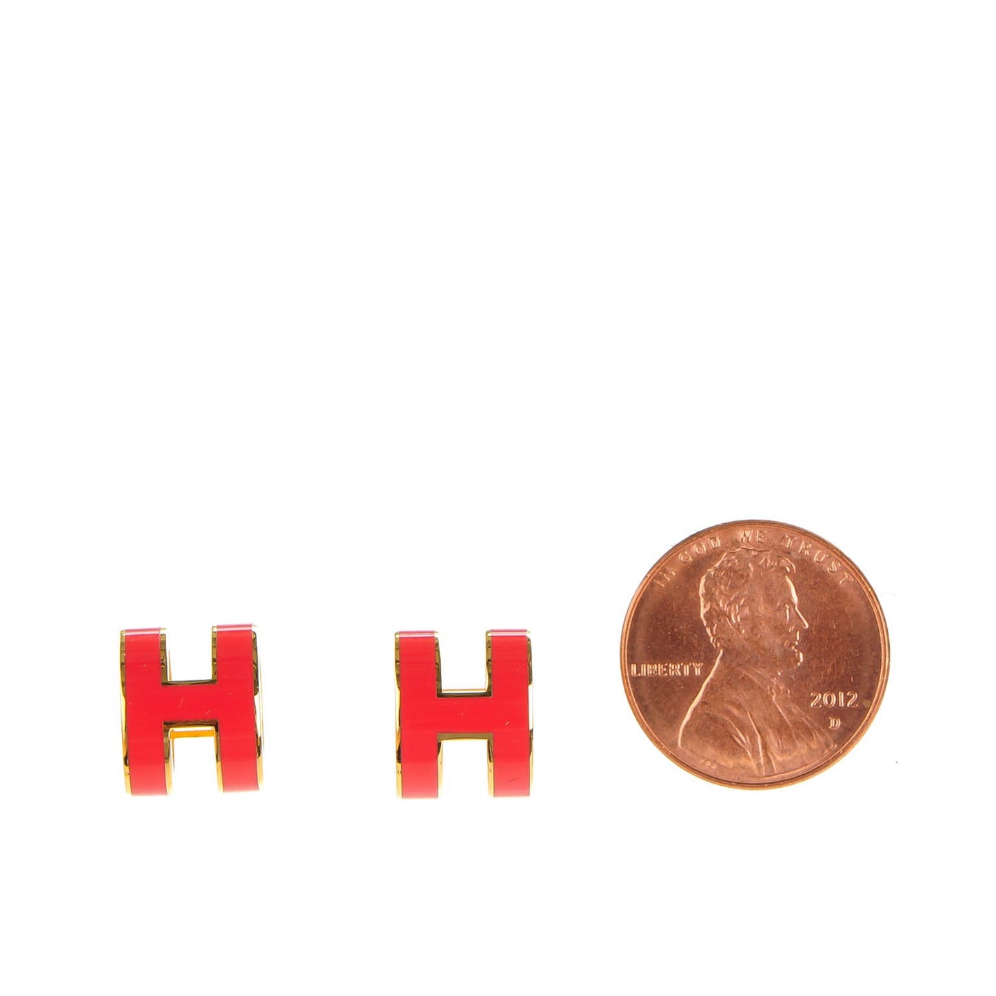 Gold Lacquered Pop H Earrings Rouge Corail