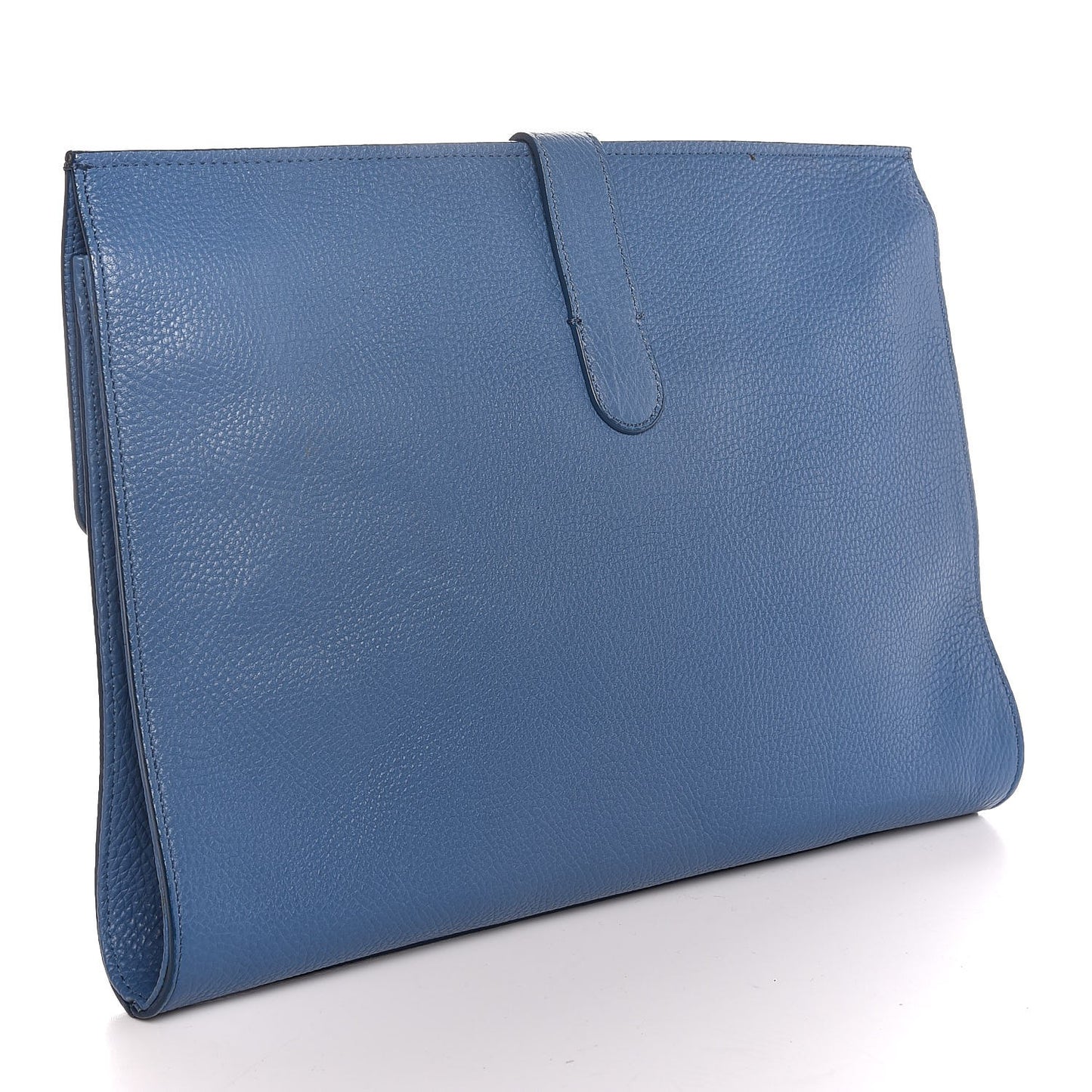 Grained Calfskin Tube L Clutch Bleu