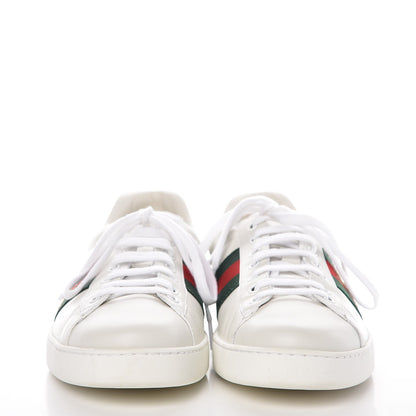 Gucci Miro Soft Calfskin Laminated Ayers Web Bee Embroidered Mens Ace Sneakers 9.5 White Red Flame Green 4 of 12
