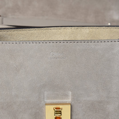 Chloe Suede Smooth Calfskin Drew Shoulder Bag Motty Grey 6 of 8