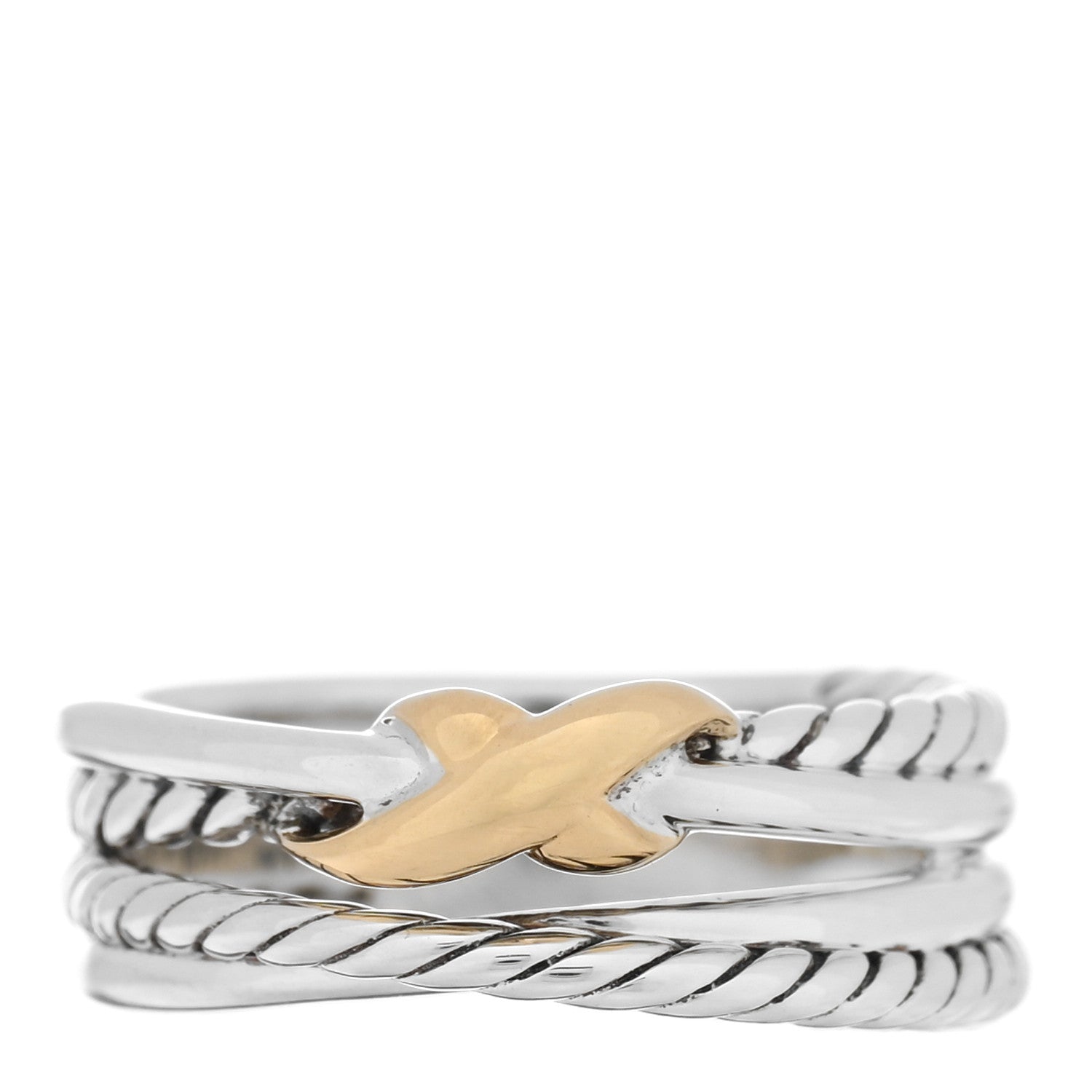 David Yurman Sterling Silver 18K Yellow Gold 6mm X Crossover Ring 49 5 1 of 4