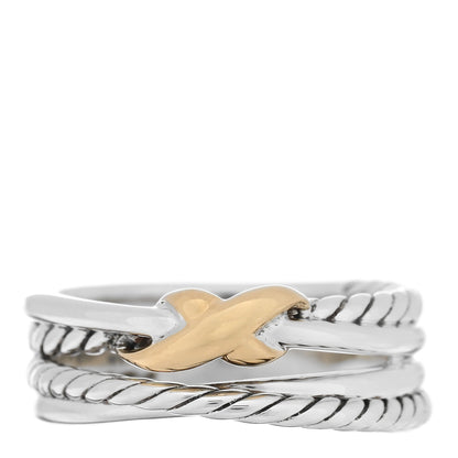 David Yurman Sterling Silver 18K Yellow Gold 6mm X Crossover Ring 49 5 1 of 4