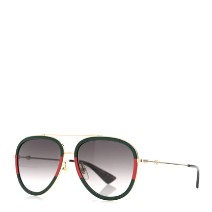 Gucci Web Aviator Sunglasses GG0062S Green Red 1 of 8