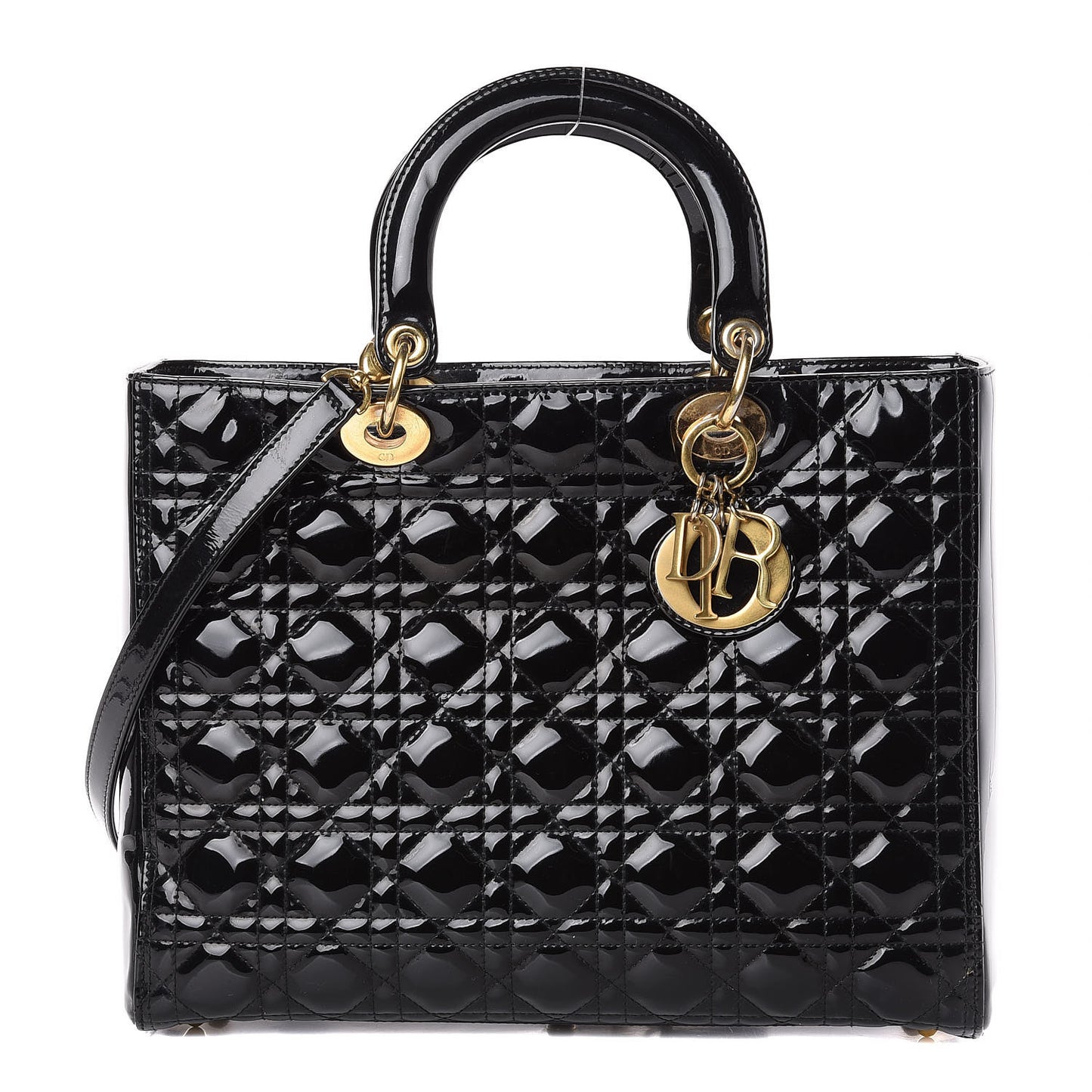 Patent Cannage Large Lady Dior Black