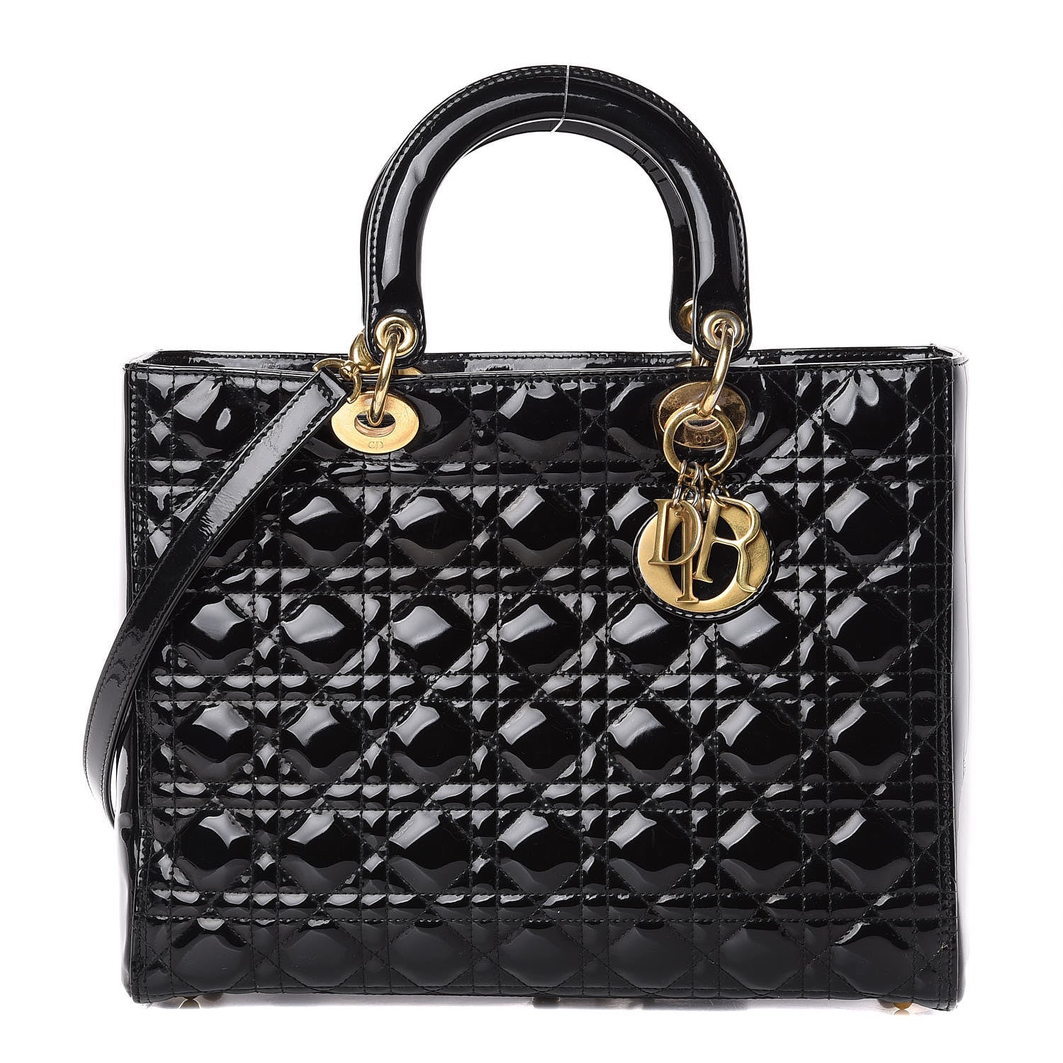Christian Dior Patent Cannage Large Lady Dior Black 1 of 10