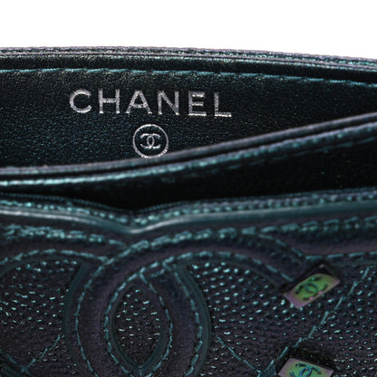 Chanel Iridescent Caviar Quilted Filigree Card Holder Dark Turquoise 6 of 8