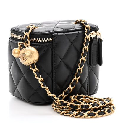 Chanel Lambskin Quilted Mini Pearl Crush Vanity Case With Chain Black 3 of 10