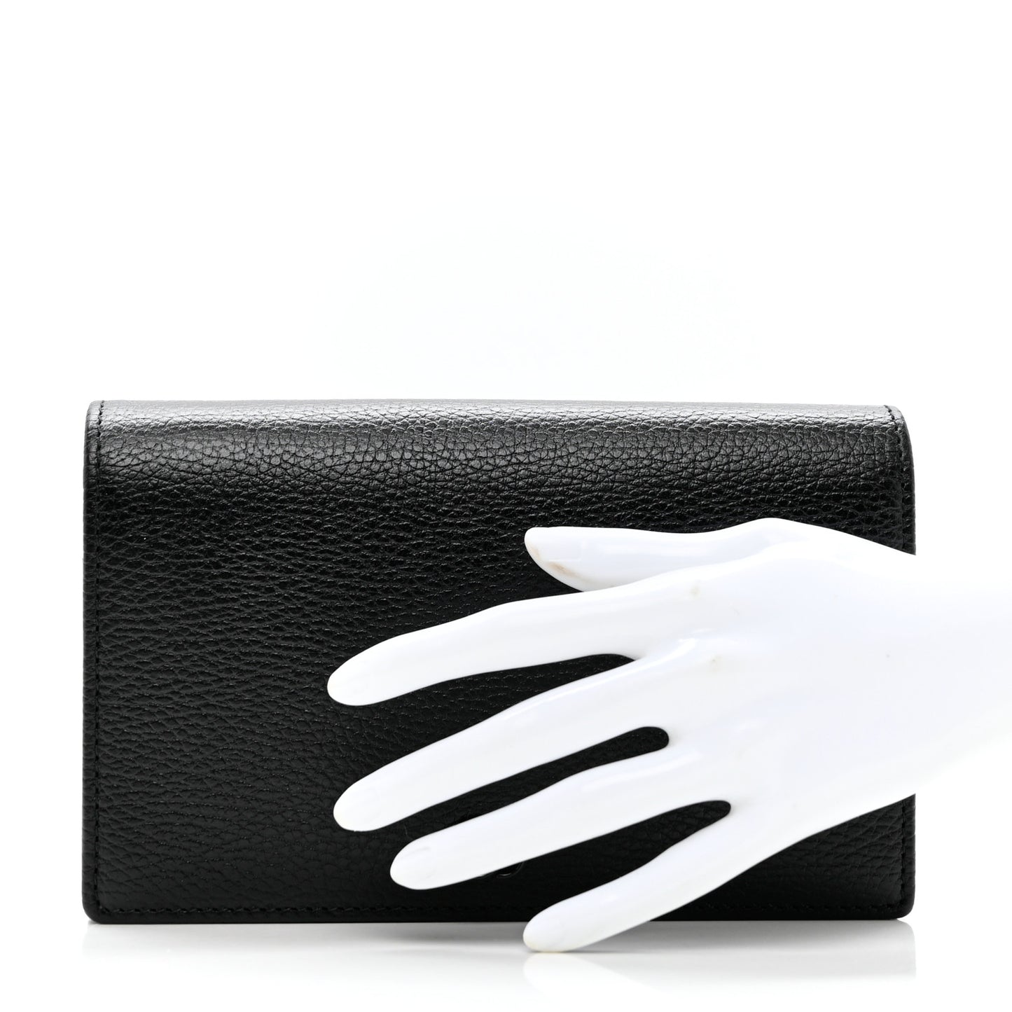 Dollar Calfskin Enamel Monochrome Mini GG Marmont Chain Wallet Black