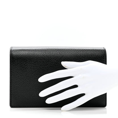 Gucci Dollar Calfskin Enamel Monochrome Mini GG Marmont Chain Wallet Black 2 of 8