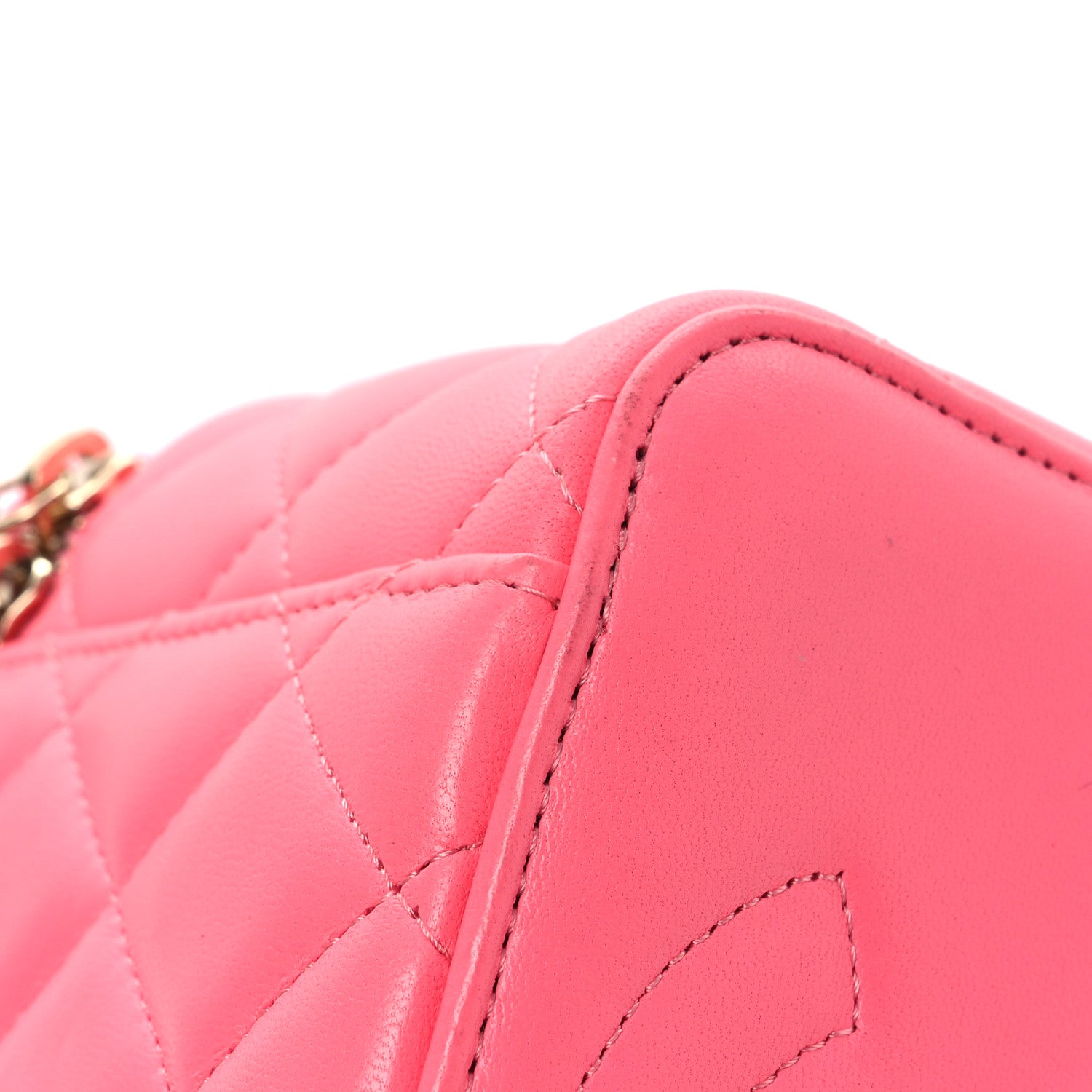 Chanel Lambskin Enamel Quilted Roller Skate Small Vanity Case With Chain Pink 14 of 14