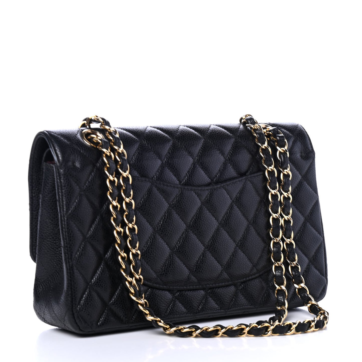Caviar Quilted Medium Double Flap Black