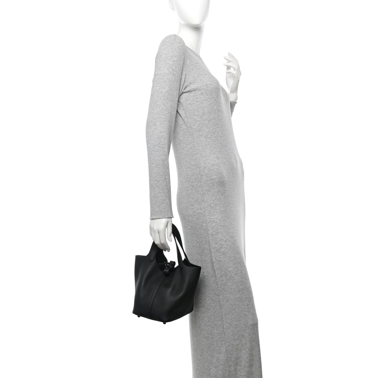 Taurillon Clemence Monochrome Picotin Lock 18 PM Black