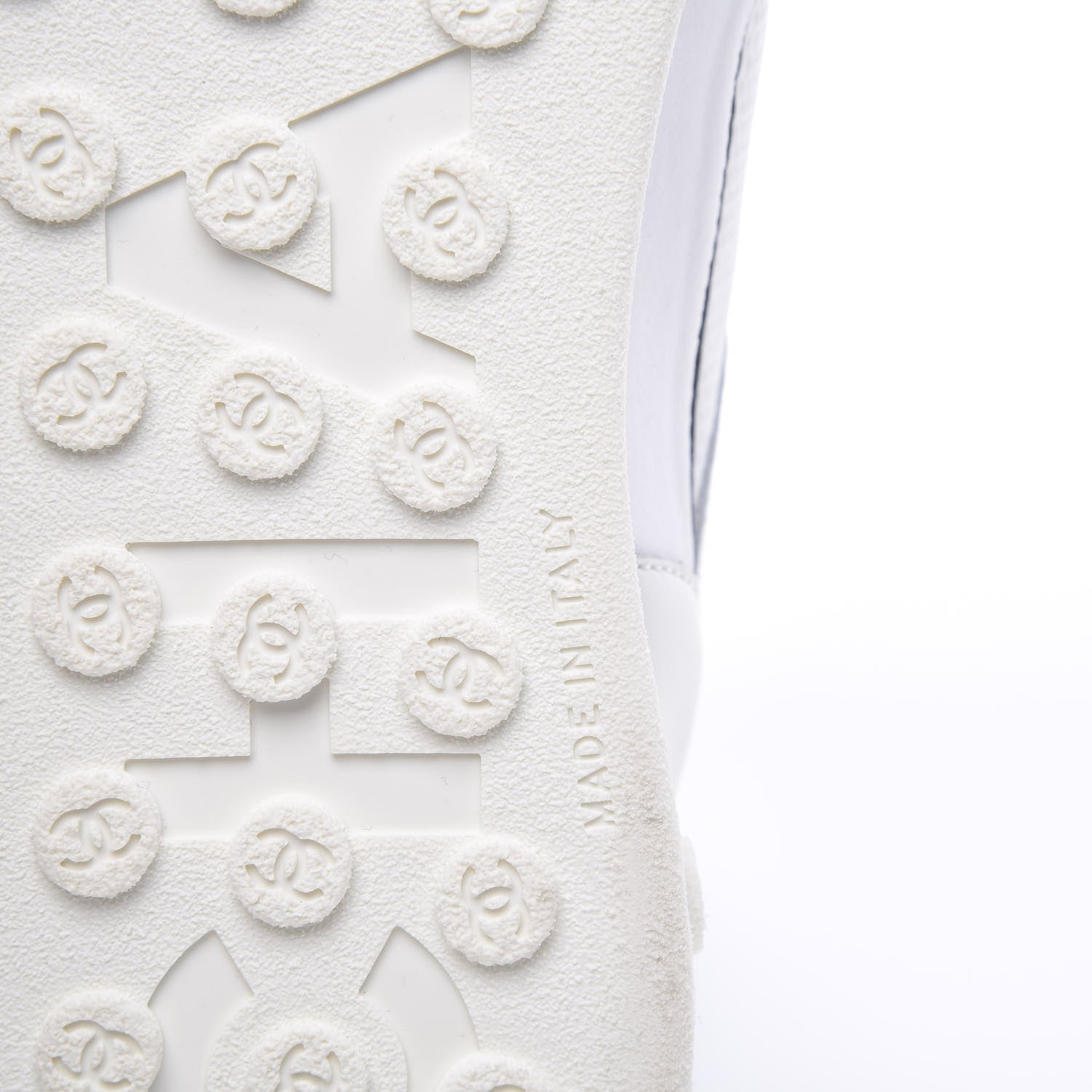 Chanel Calfskin Mesh Lycra Womens Logo High Top Sneakers 39 White 9 of 11