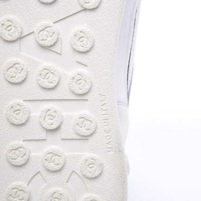 Chanel Calfskin Mesh Lycra Womens Logo High Top Sneakers 39 White 9 of 11