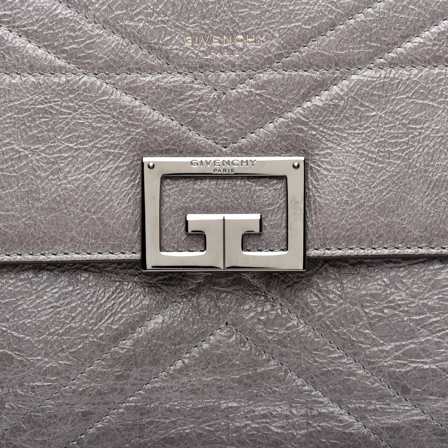 Givenchy Creased Patent Calfskin Medium ID Flap Pearl Grey 9 of 9