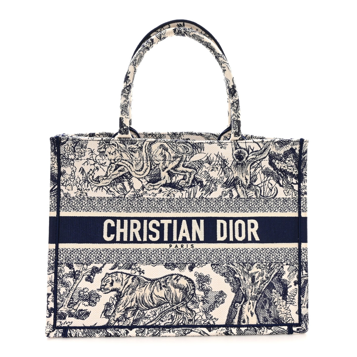 Canvas Embroidered Medium Dioriviera Toile De Jouy Book Tote Blue