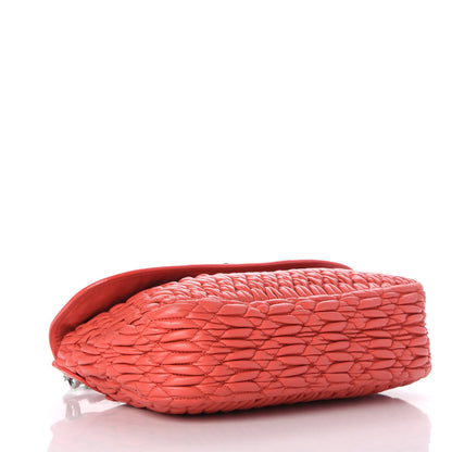 Miu Miu Nappa Matelasse Crystal Flap Clutch Corallo 4 of 13