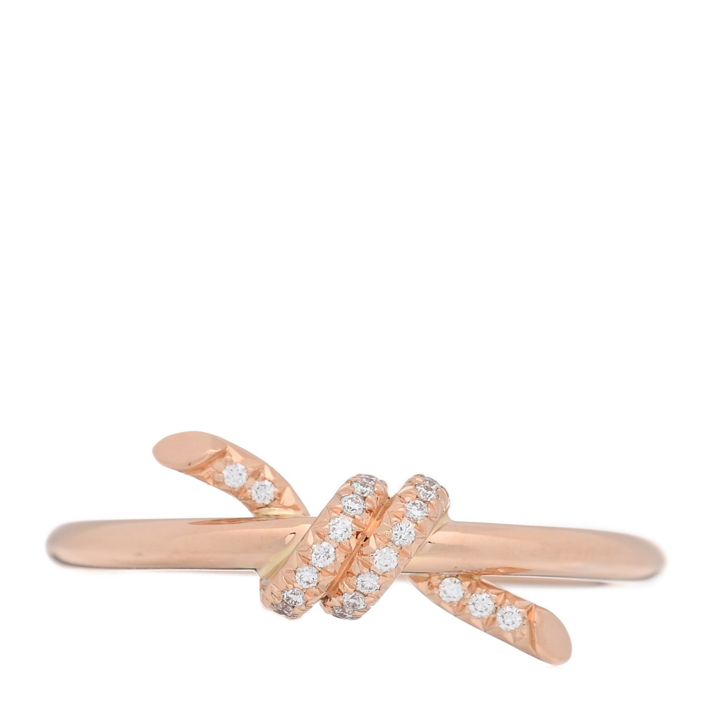 18K Rose Gold Diamond Small Knot Ring 55 7.25