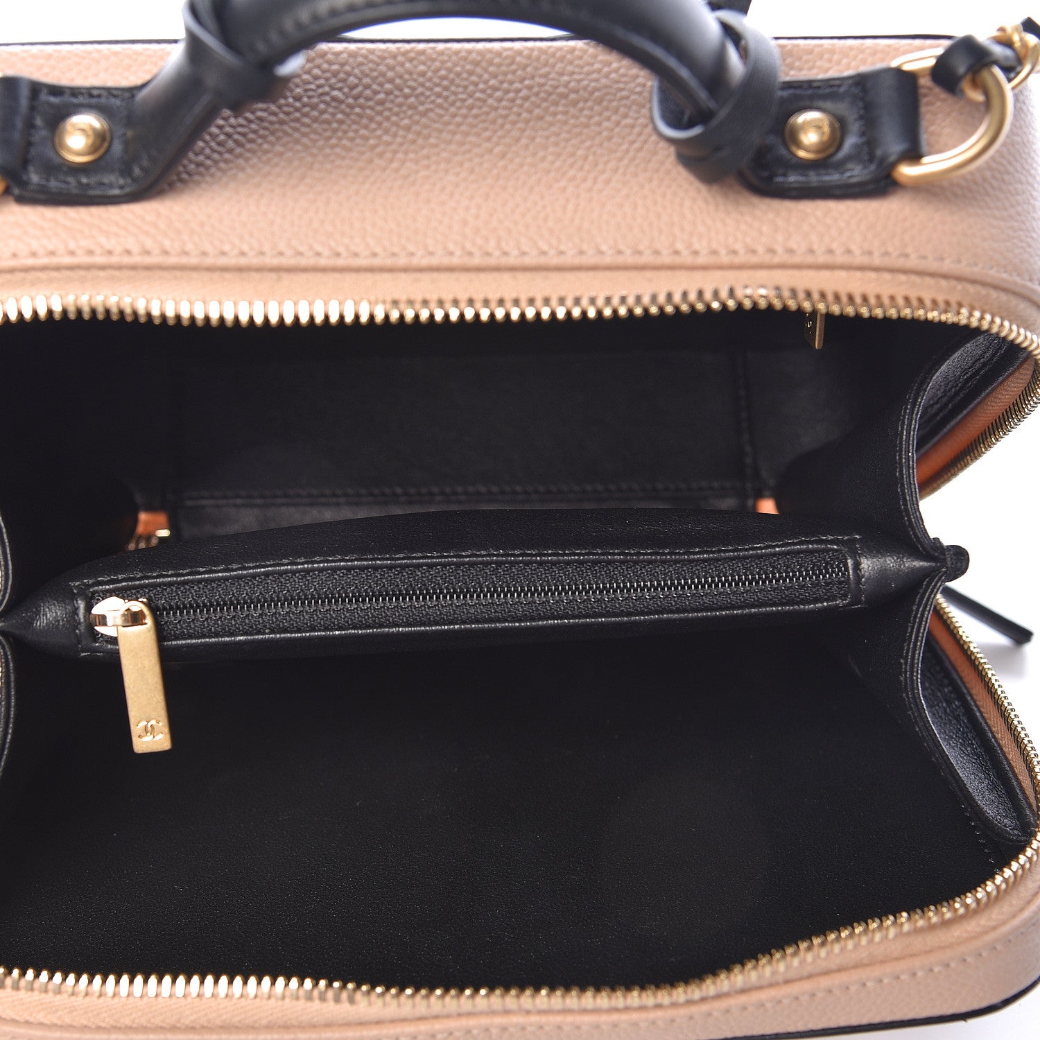 Chanel Caviar Quilted Medium CC Filigree Vanity Case Beige Black 5 of 10