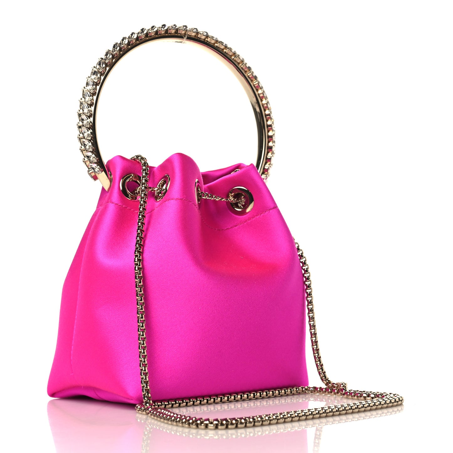 Satin Crystal Embellished Bon Bon Bag Fuchsia