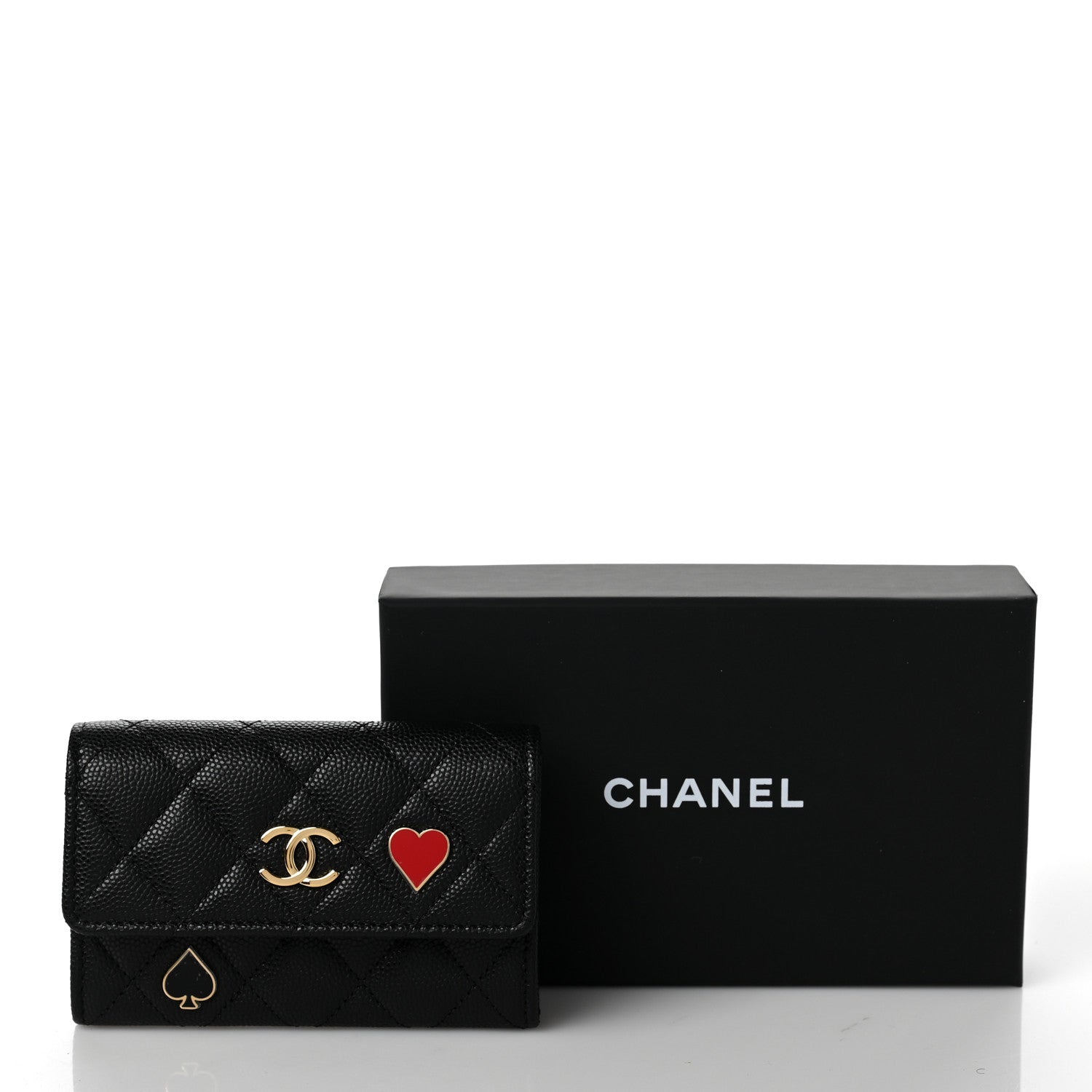Chanel Caviar Quilted Enamel Coco Casino Flap Card Holder Wallet Black 9 of 9