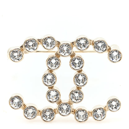 Chanel Crystal CC Brooch Gold 1 of 3