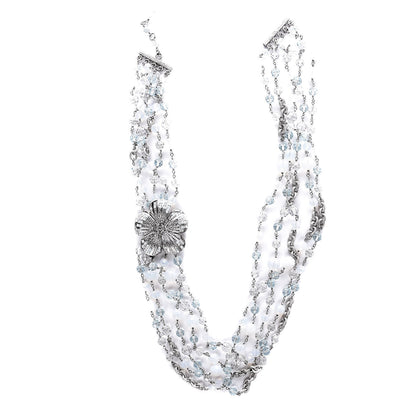 Chanel Multi Strand CC Necklace Silver Blue 2 of 6