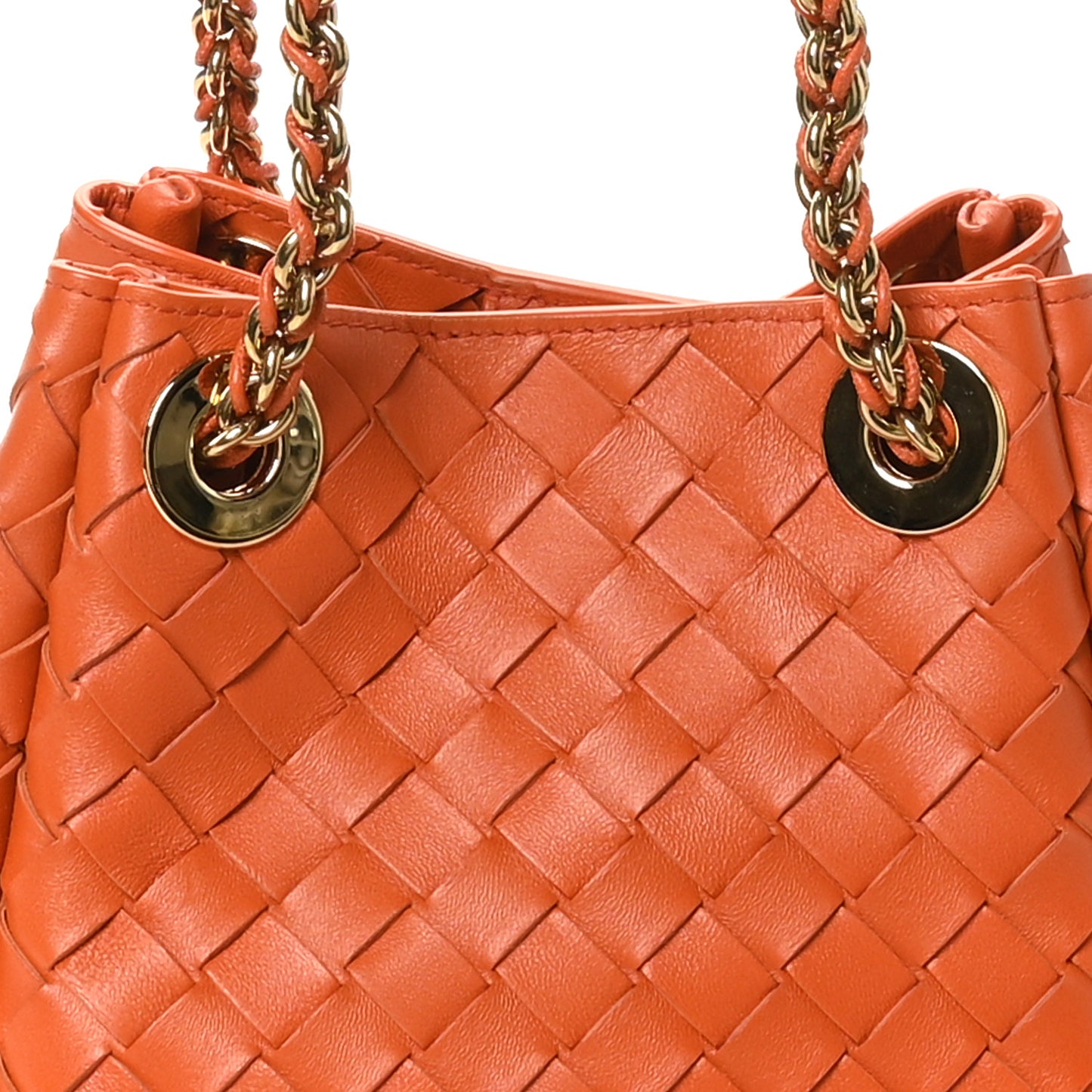Nappa Intrecciato Small Parachute Chain Shoulder Bag Burned Orange