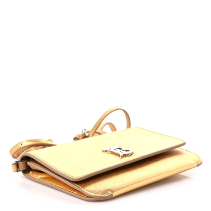 Burberry Metallic Calfskin Monogram TB Flat Crossbody Bag Gold 4 of 10
