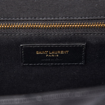 Saint Laurent Grain De Poudre Matelasse Chevron Large Monogram Satchel Black 8 of 10