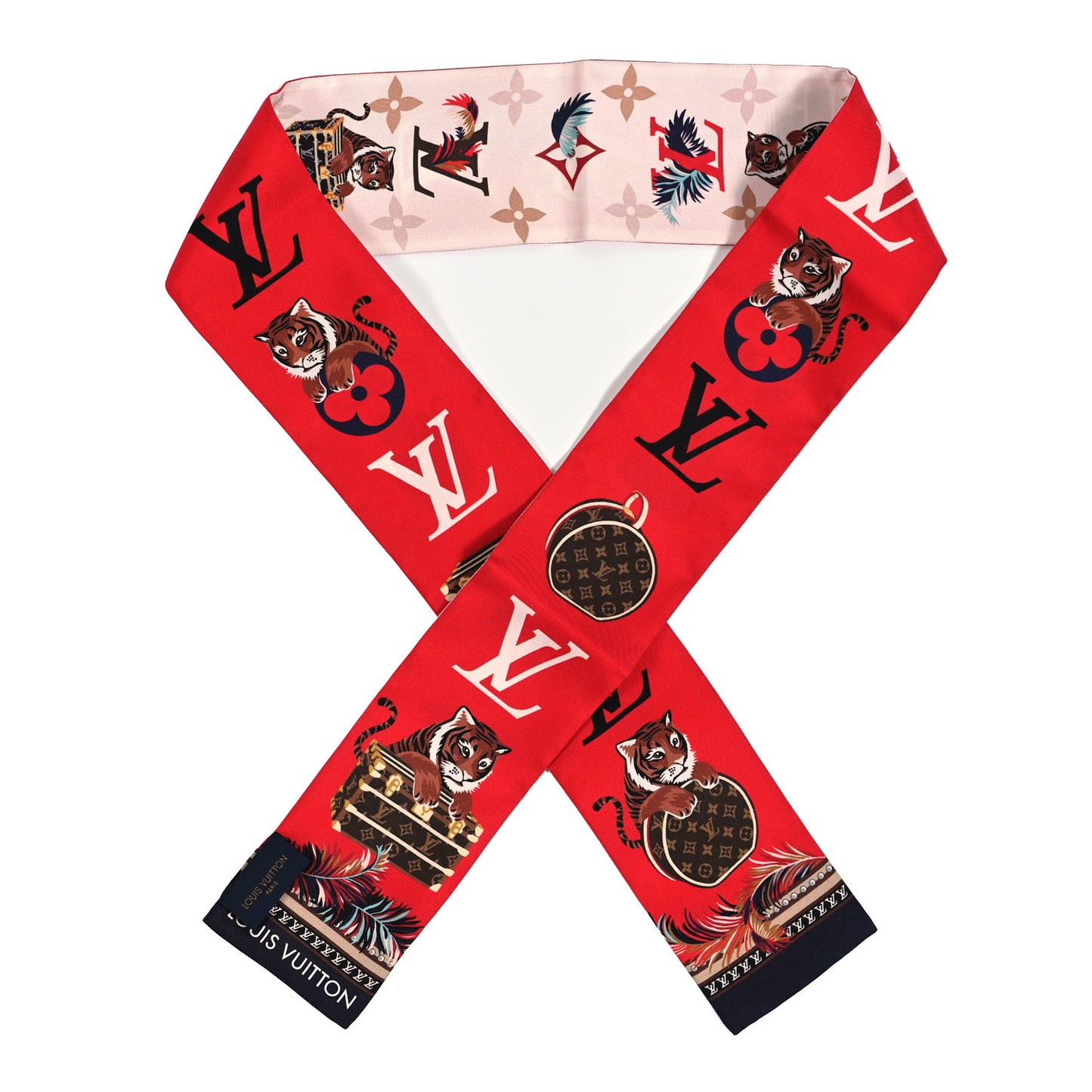 Silk Monogram Precious Tiger Bandeau Rouge