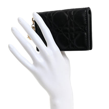 Christian Dior Lambskin Cannage Small Lady Dior Flap Card Holder Black 2 of 8