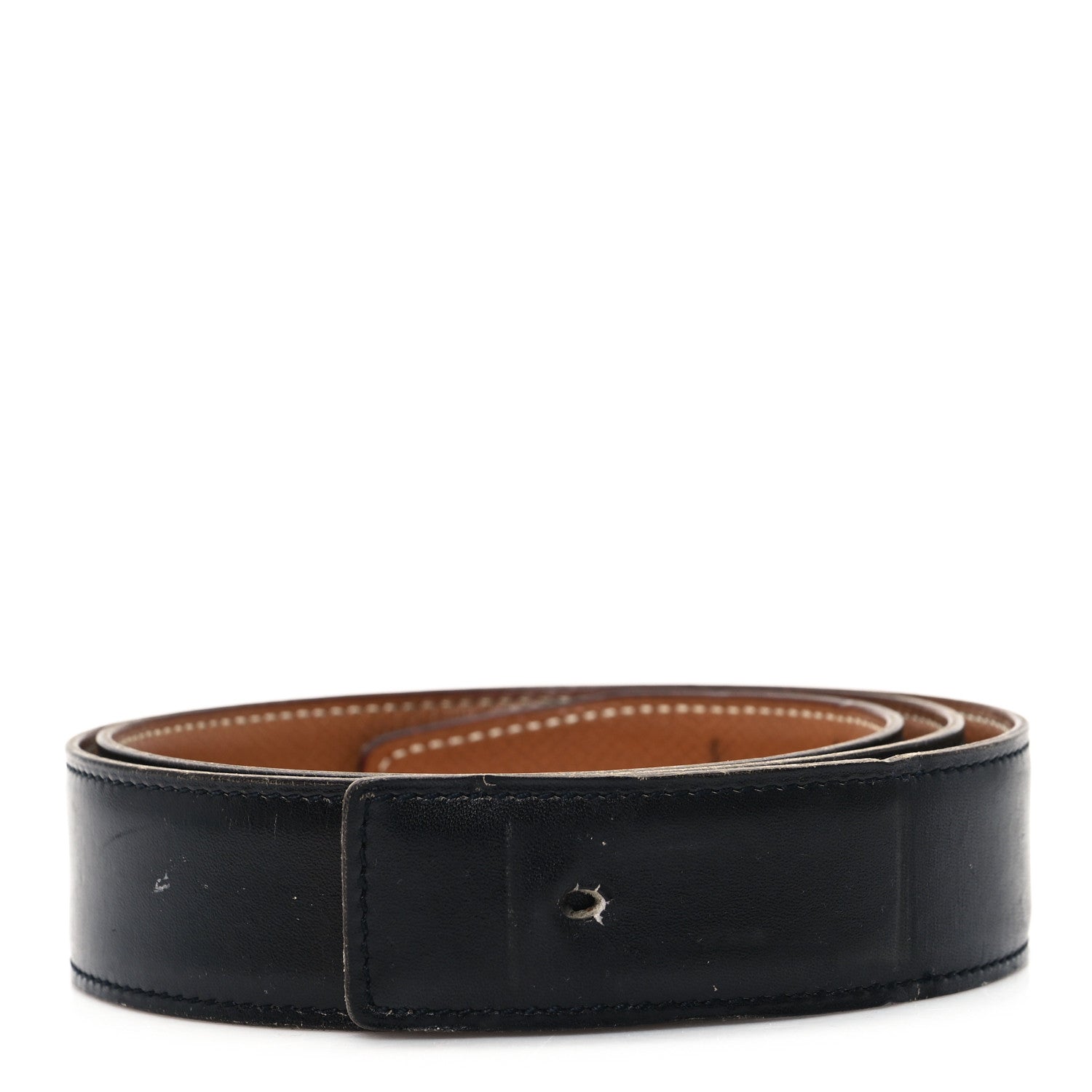 Hermes Box Courchevel 32mm Belt Strap 80 Black Gold 1 of 6