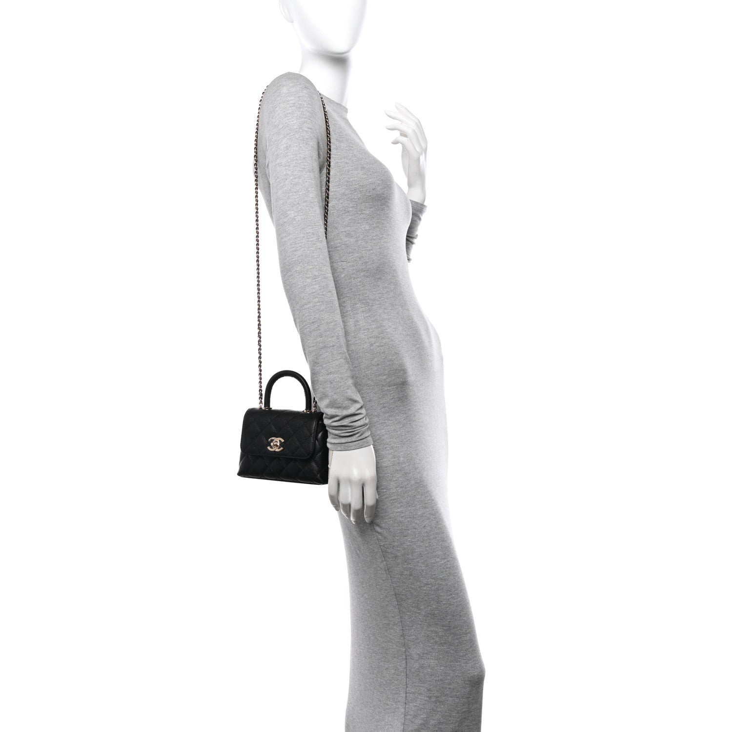 Chanel Caviar Quilted Coco Handle Clutch With Chain Black 2 of 10