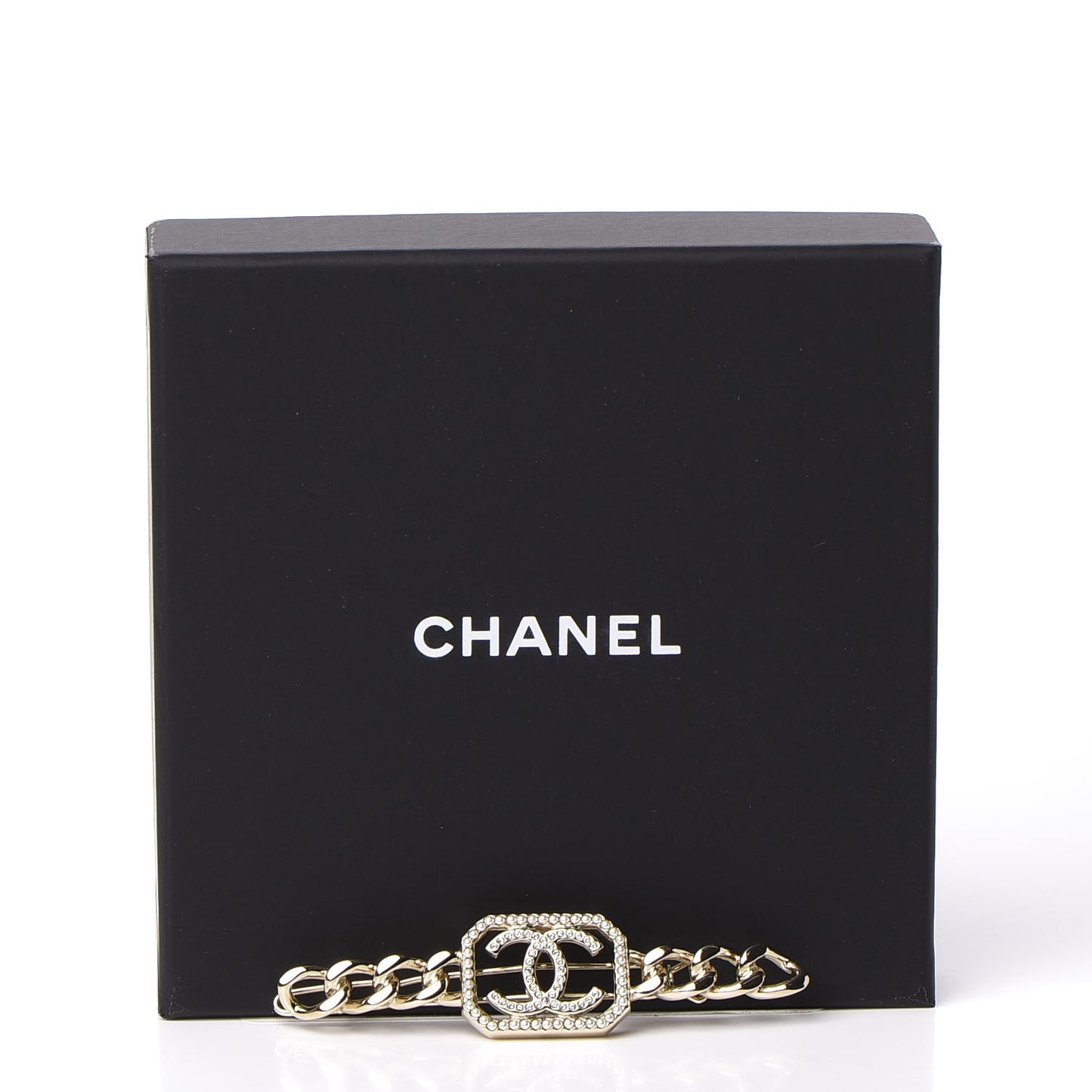 Crystal Chain CC Vendome Hair Clip Barrette Gold