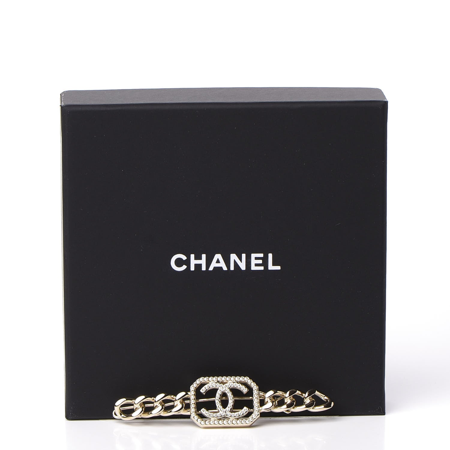 Chanel Crystal Chain CC Vendome Hair Clip Barrette Gold 5 of 5