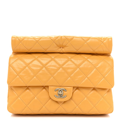 Chanel Crumpled Calfskin Quilted Clutch Yellow 1 of 11