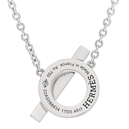 Hermes 18K White Gold Diamond Finesse Pendant Necklace 4 of 5