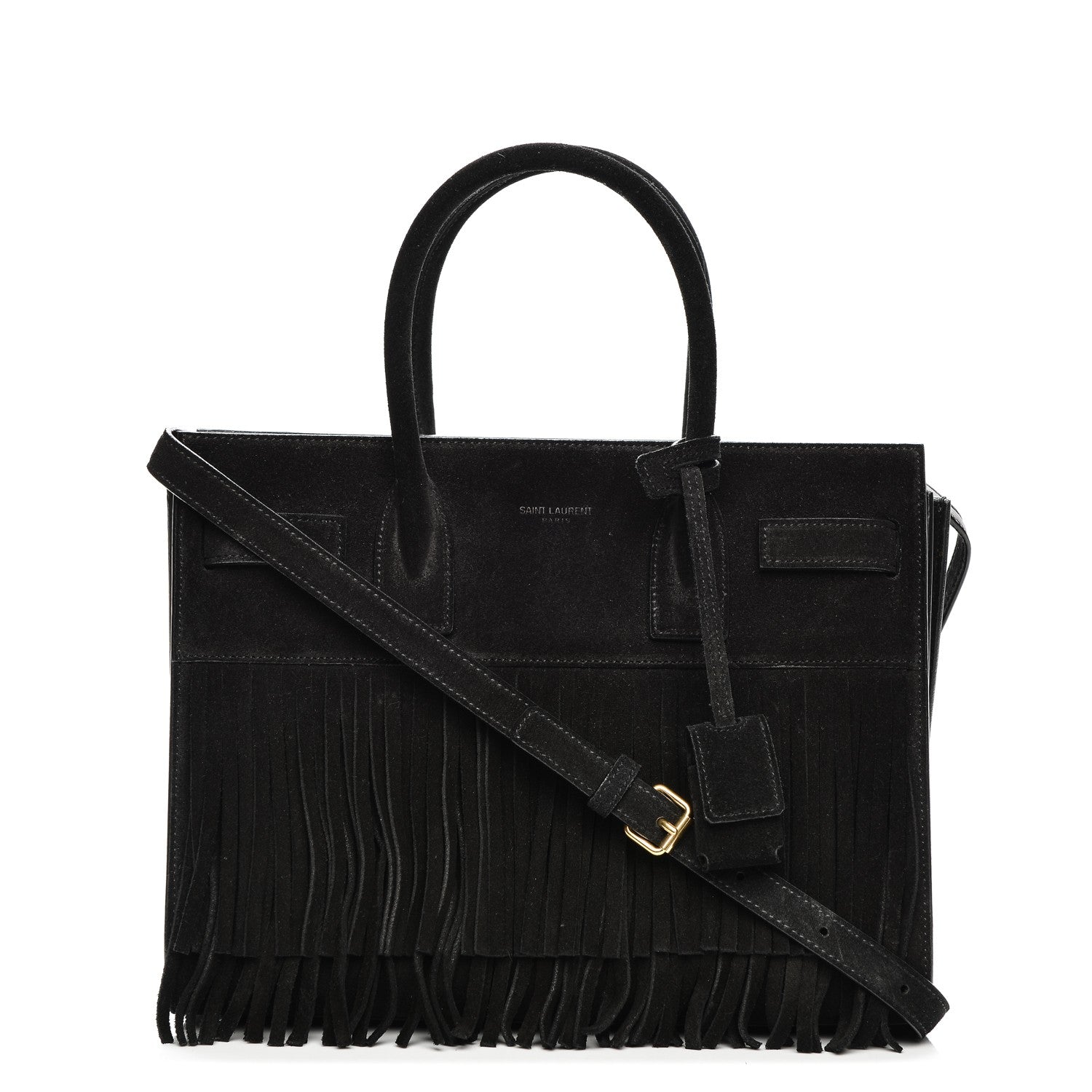 Saint Laurent Suede Fringe Baby Sac De Jour Black 1 of 6