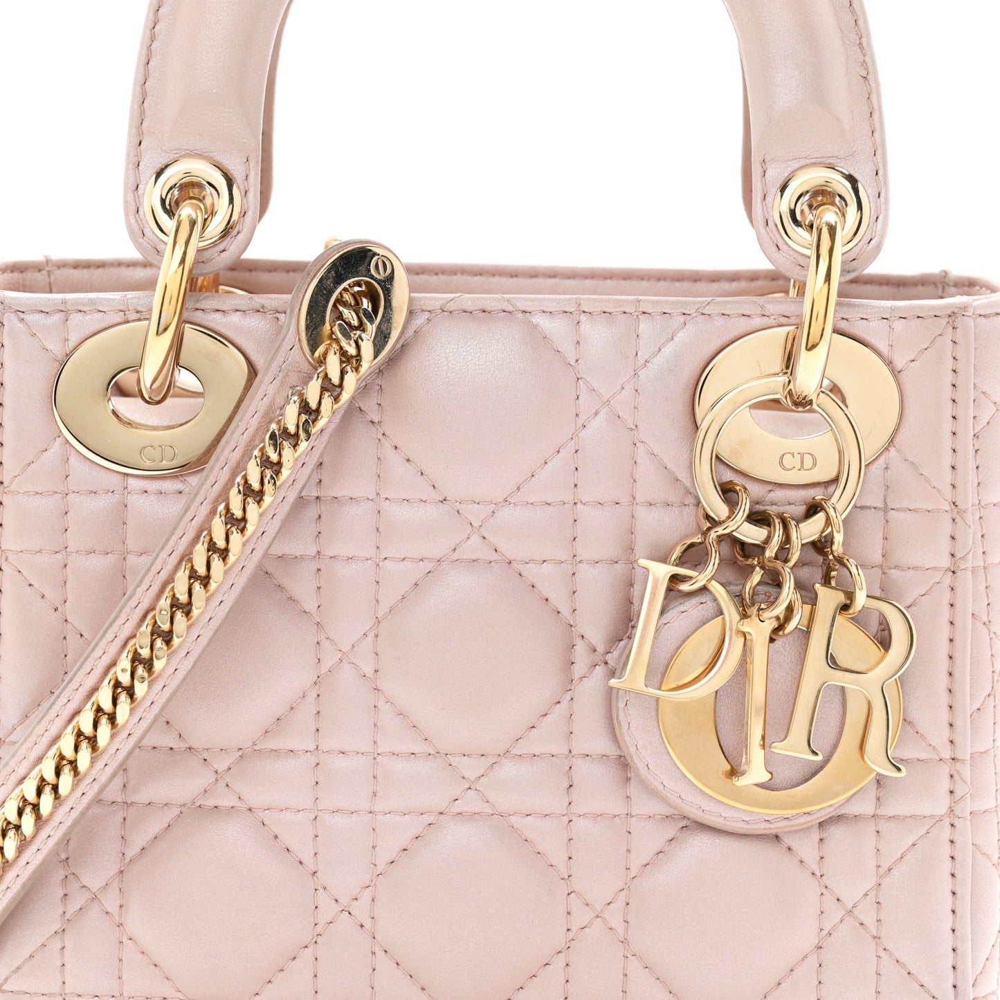 Metallic Lambskin Cannage Mini Lady Dior Lotus