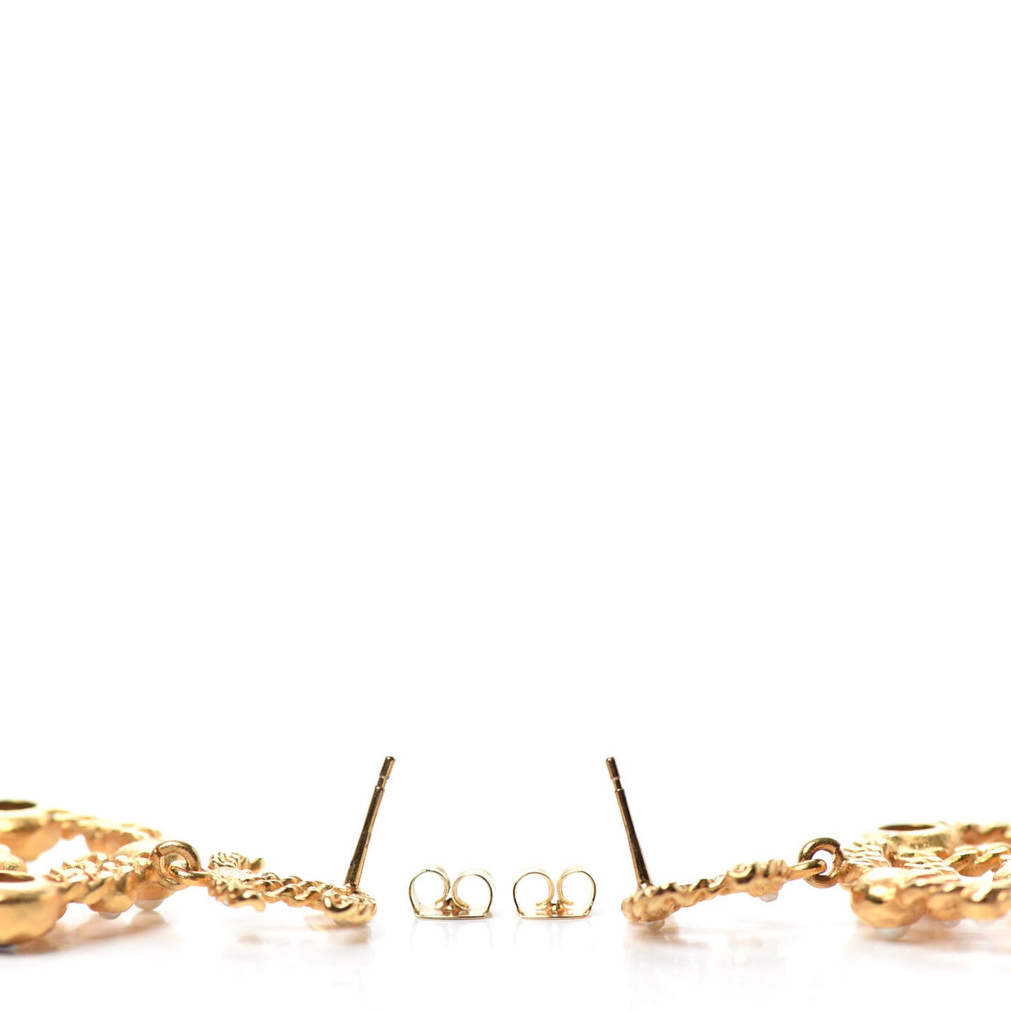 Pearl Gripoix No 5 CC Chain Drop Earrings Gold