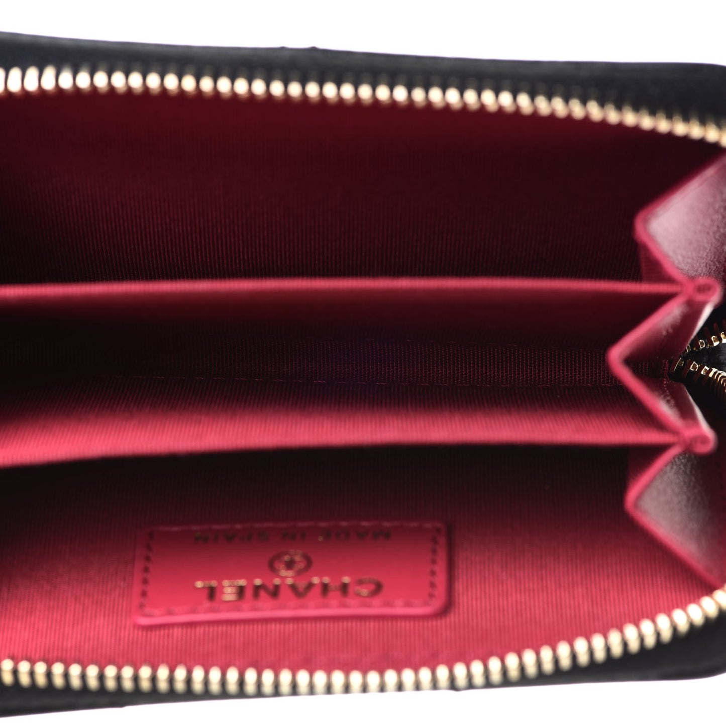 Lambskin Quilted Chanel 19 Zip Around Coin Purse Wallet Black