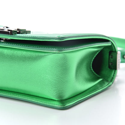 Chanel Metallic Patent Calfskin Quilted Small Boy Flap Green 10 of 13